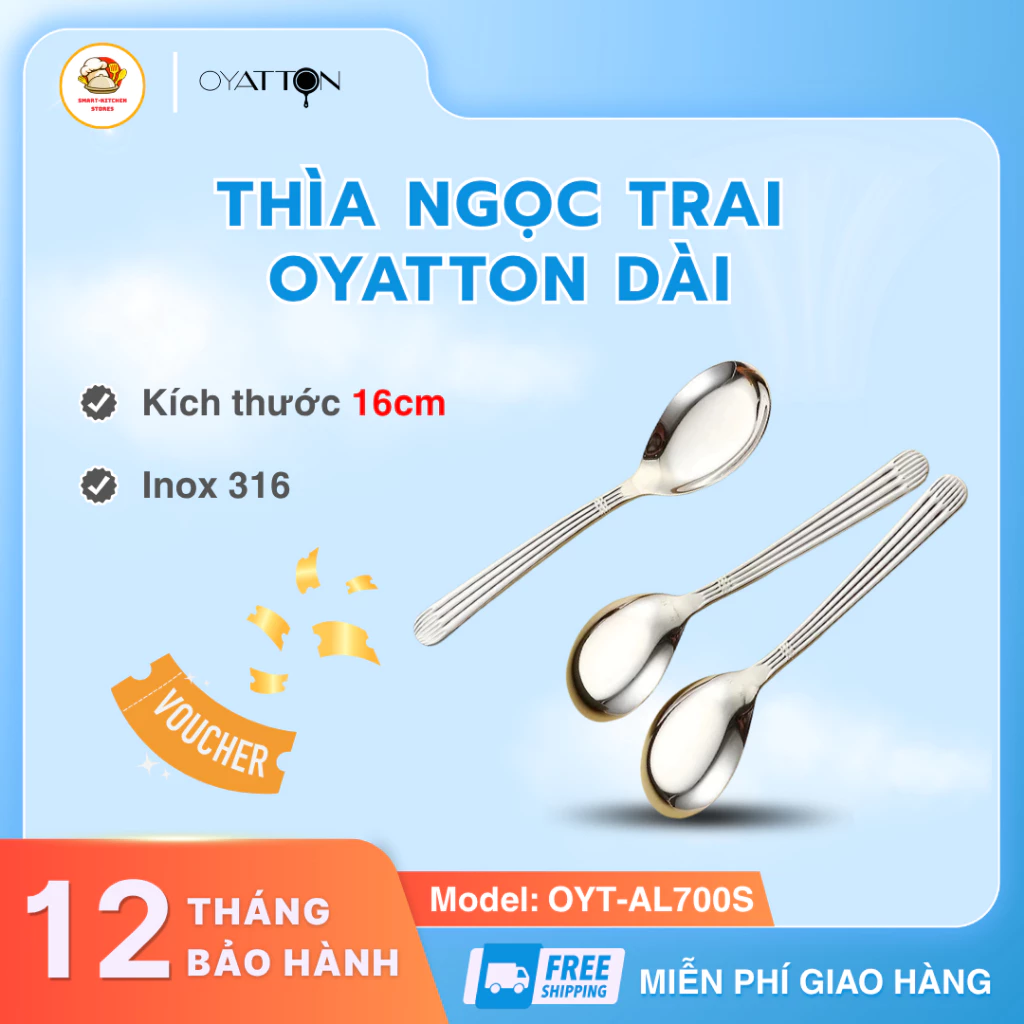 Thìa Ngọc Trai OYATTON OYT-AL700S Bề Mặt Hạn Chế Bám Bẩn Tối Ưu, Cực Kỳ Dễ Dàng Vệ Sinh Lau Chùi - SmartKitchen