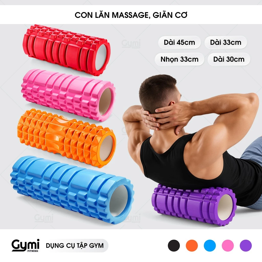 Con Lăn Massage, Dãn Cơ Tập Gym,Yoga 45cm, 33cm - Foam Roller Giãn Cơ Sau Tập Tại Nhà - ConLan