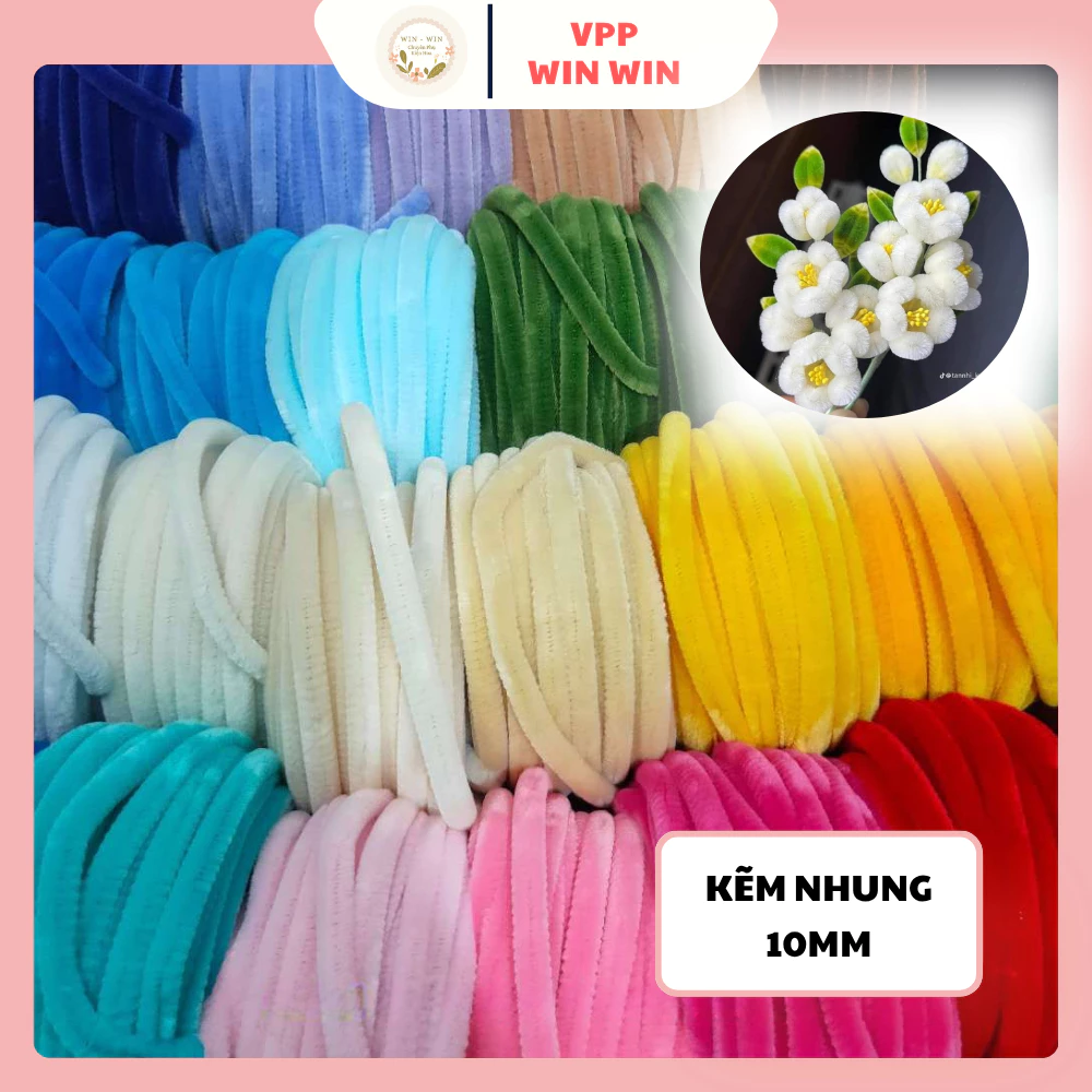 Kẽm nhung 10mm, dài 1mét, dày, mịn làm nụ tầm xuân, lá, hoa đào