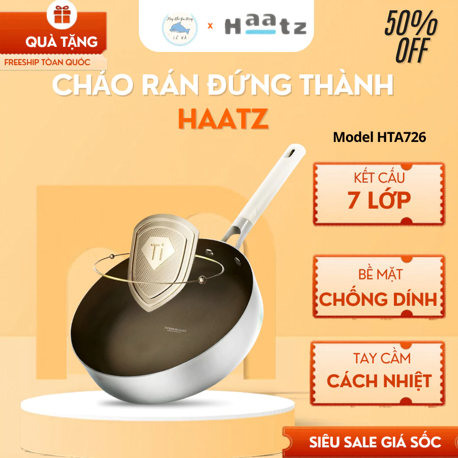 Chảo Rán Đứng Thành Haatz HTA726 Cấu Trúc Đáy Dày Dặn, Truyền Nhiệt Nhanh Chóng Đều Đặn - Tổng Kho Gia Dụng Lê Hà