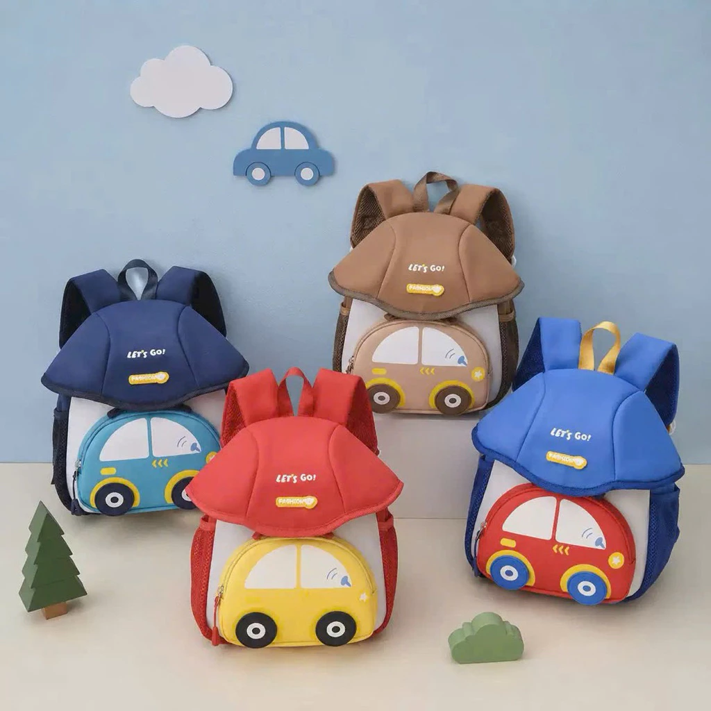 🎒 Cặp, Balo Mầm non bé trai hình nấm oto, Balo mẫu giáo chống thấm nước mẫu mới 2026