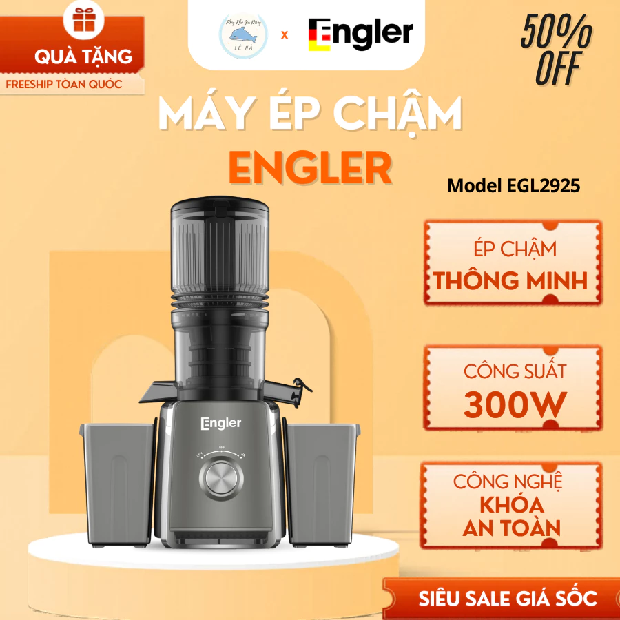 Máy Ép Chậm Engler EGL2925 Thiết Kế Ống Nạp Rộng Tiện Lợi, Ép Trái Cây Nguyên Quả - Tổng Kho Gia Dụng Lê Hà