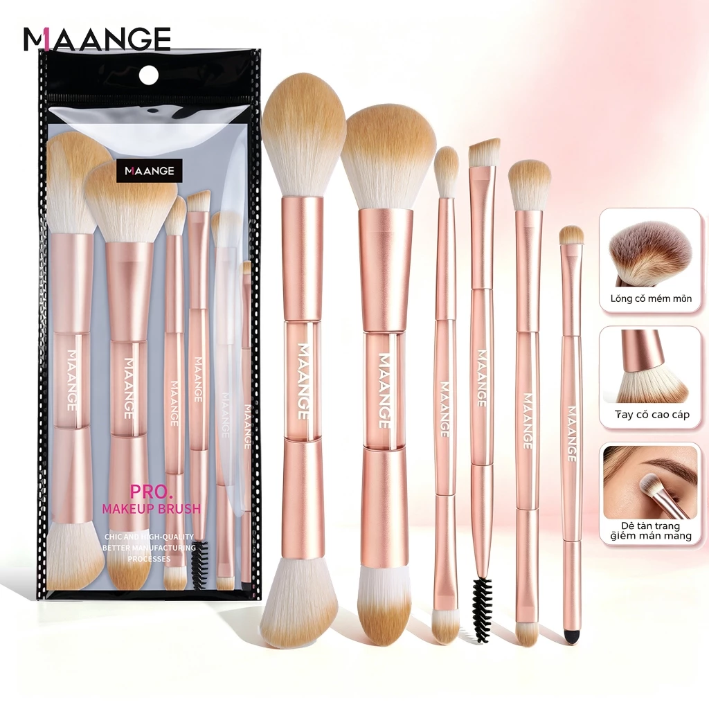 MAANGE 6 cọ trang điểm hai đầu chất lượng cao Dụng cụ trang điểm đa năng Thích hợp cho người mới bắt đầu 52461
