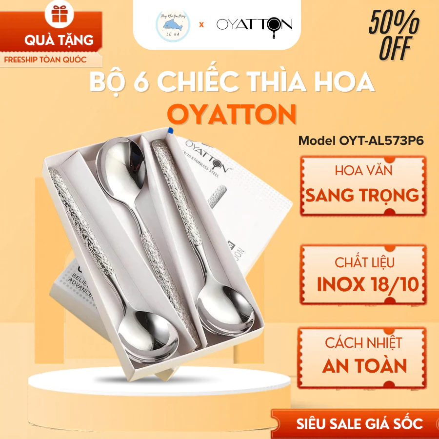 Bộ Thìa 6 Chiếc OYT-AL573P6 Sở Hữu Hoa Văn Tinh Tế Độc Đáo, Chất Liệu Cao Cấp Bền Đẹp Theo Thời Gian - Tổng Kho Gia Dụng