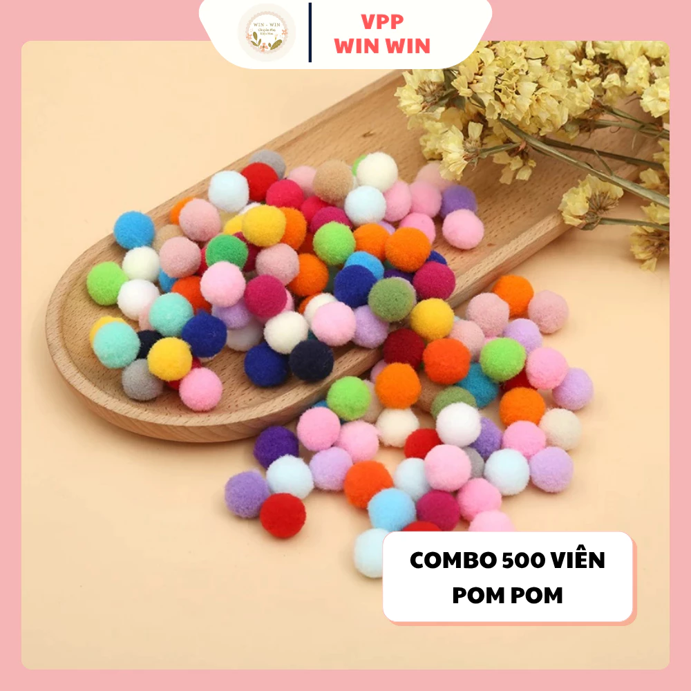 Combo 500 viên Pom Pom Trang Trí 1cm, 1,5cm Cây Thông Noel, Pom Pom Làm Đồ Handmade DIY