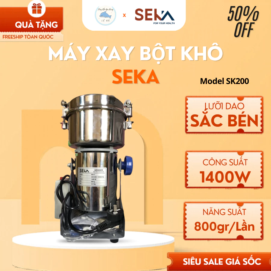 Máy Xay Bột Khô Seka Động Cơ Hoạt Động Mạnh Mẽ, Nghiền Các Loại Hạt Khô Nhuyễn Mịn - Tổng Kho Gia Dụng Lê Hà