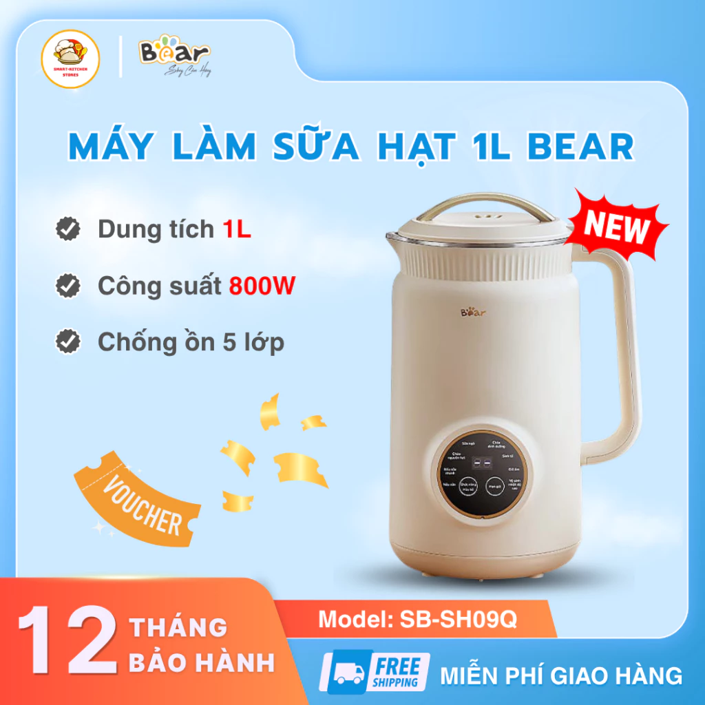 Máy Làm Sữa Hạt Bear SB-SH09Q Sở Hữu Lưỡi Dao Sắc Bén Siêu Bền, Chế Độ Hẹn Giờ Tự Động Tiện Lợi - SmartKitchen