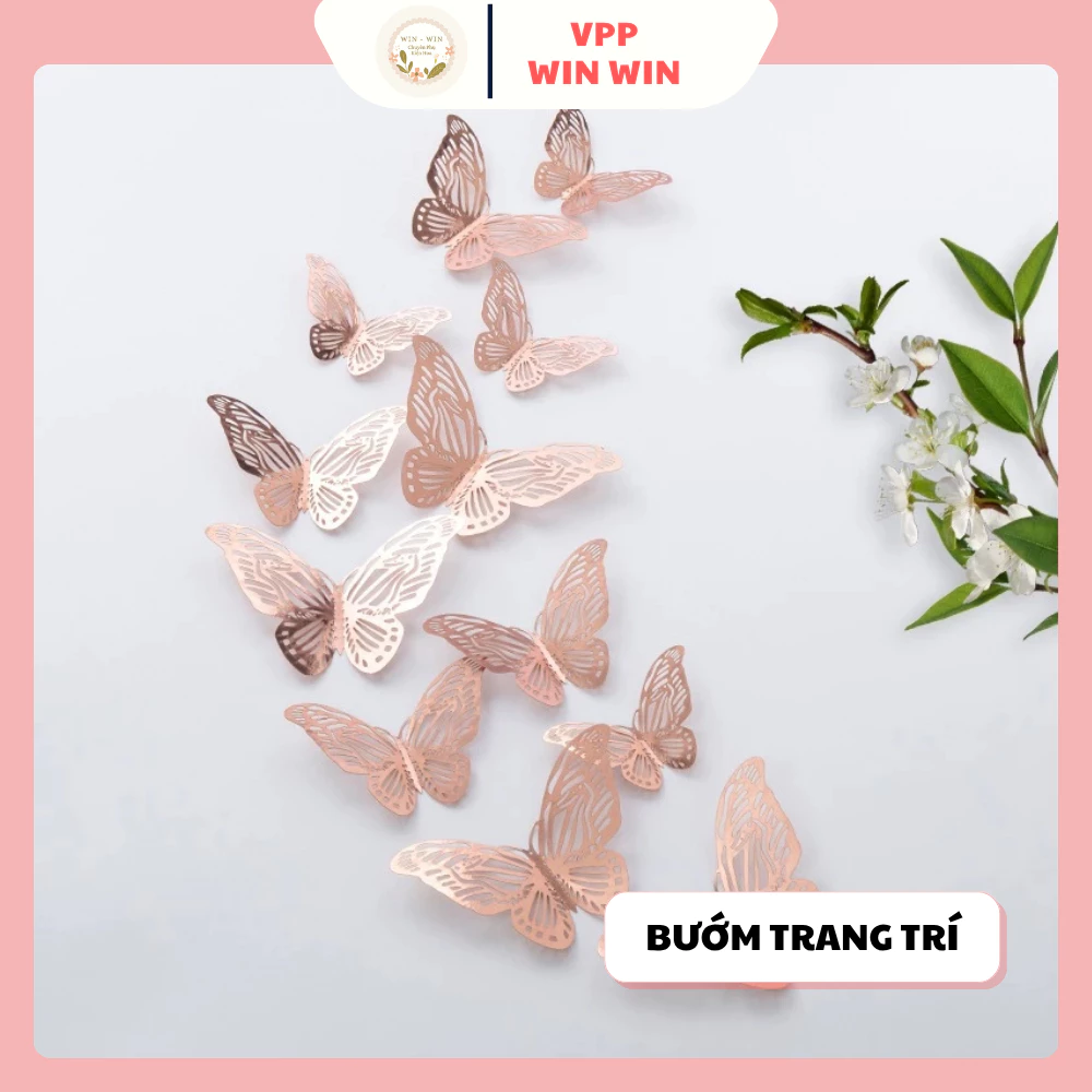 Bướm Trang Trí Bó Hoa, Set 12 Con 3 size 8-10-12cm