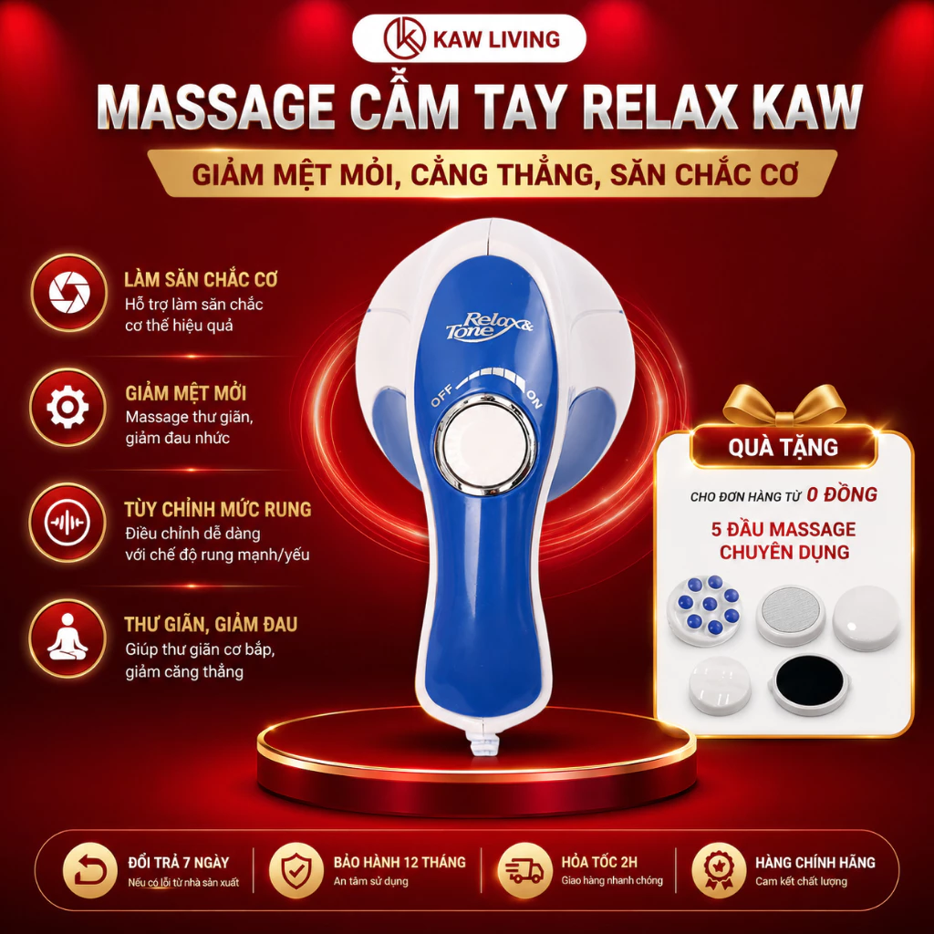 Máy massage cầm tay Relax Spin Tone KAW, massage toàn thân, Giảm mệt mỏi, Săn chắc cơ, Giảm mỡ bụng