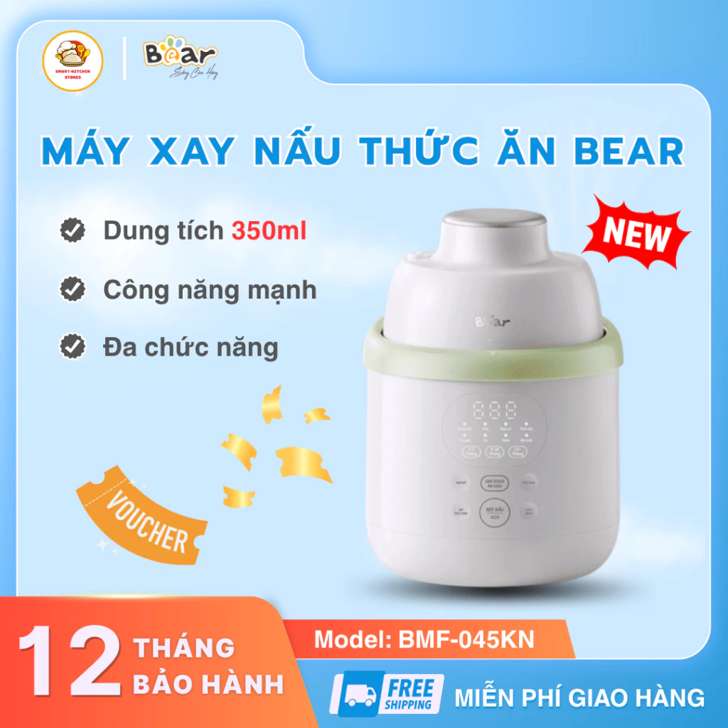 Máy Xay Nấu Ăn Dặm Bear BFM-045KN Lưỡi Dao Sắc Bén, Giúp Xay Thực Phẩm Siêu Nhuyễn Mịn - SmartKitchen
