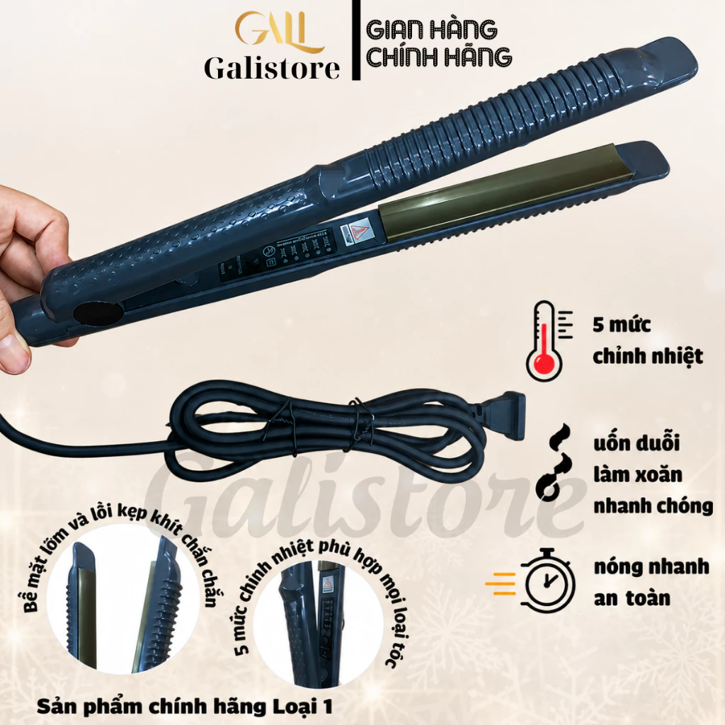 Máy uốn duỗi làm xoăn tóc đa năng lưỡi cong PL-701 (5 mức nhiệt) - loại 1
