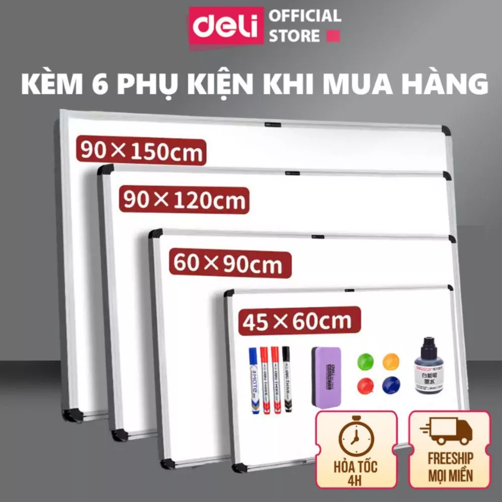 [SVIP] Bảng Từ Trắng Treo Viết Bút Lông Deli Bảng Mica Nam Châm Kèm Khay Đựng Học Sinh Văn Phòng