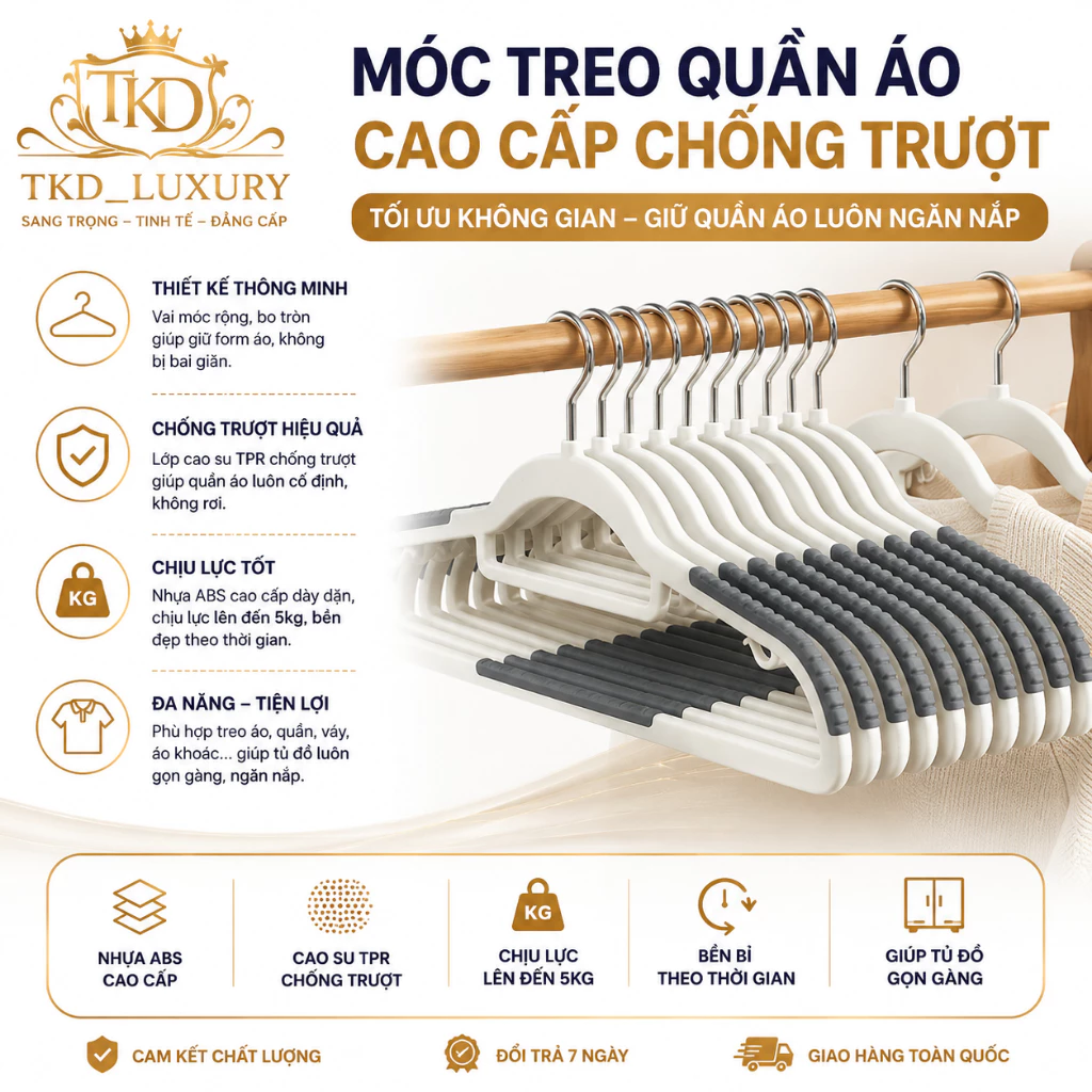 [ COMBO 30 MÓC ] Móc treo quần áo chống trượt xoay 360 đa năng chất liệu nhựa cao cấp bền bỉ