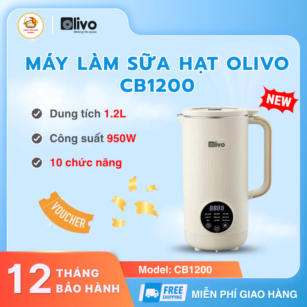 Máy Làm Sữa Hạt Olivo CB1200 Sở Hữu Lưỡi Dao Sắc Bén Siêu Bền, Chế Độ Hẹn Giờ Tự Động Rất Tiện Lợi - SmartKitchen