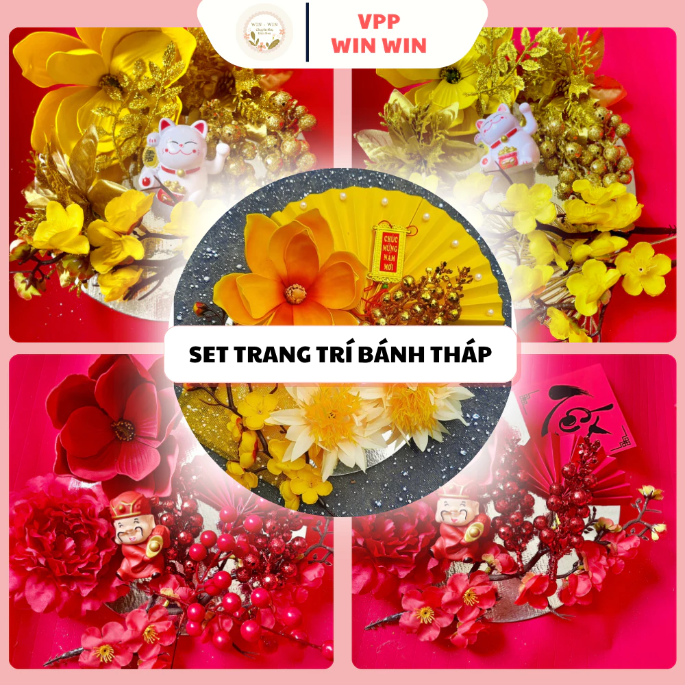 SET TRANG TRÍ THÁP BÁNH NƯỚC NGÀY TẾT THU HÚT TÀI LỘC - SET TRANG TRÍ BAN THỜ NGÀY TẾT