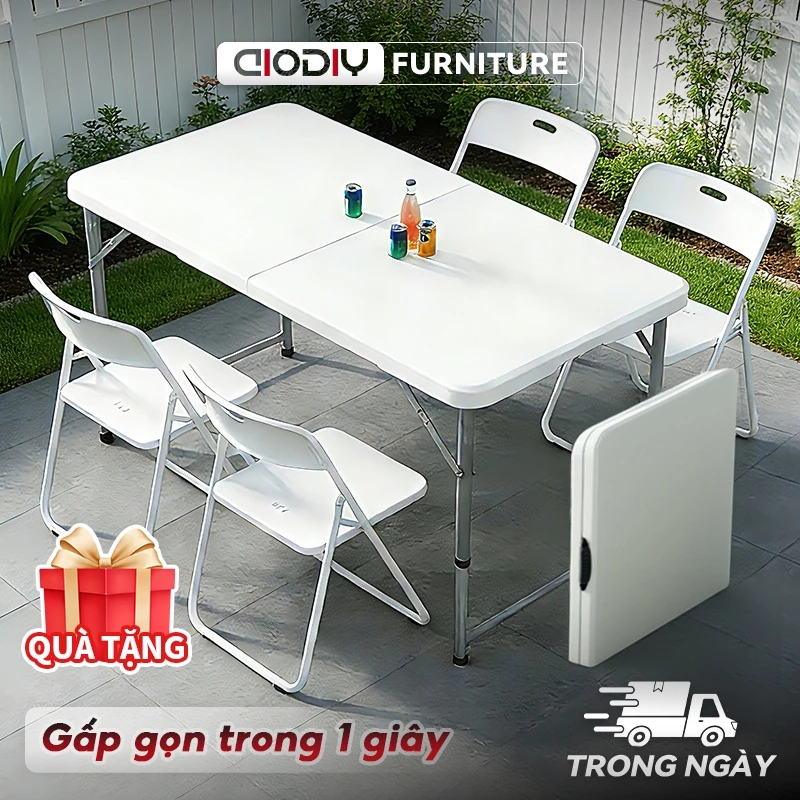 Bàn Gấp Ngoài Trời AIODIY - Chân Inox Bền, Gọn Nhẹ Dễ Mang, Cho Gia Đình & Dã Ngoại