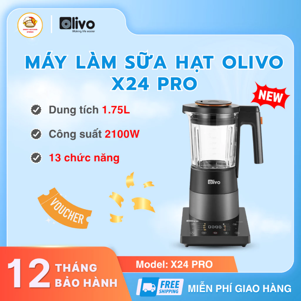 Máy Làm Sữa Hạt Olivo Pro X24 Trang Bị Chế Độ Hẹn Giờ Linh Hoạt, Tự Động Vệ Sinh Khoang Máy - SmartKitchen