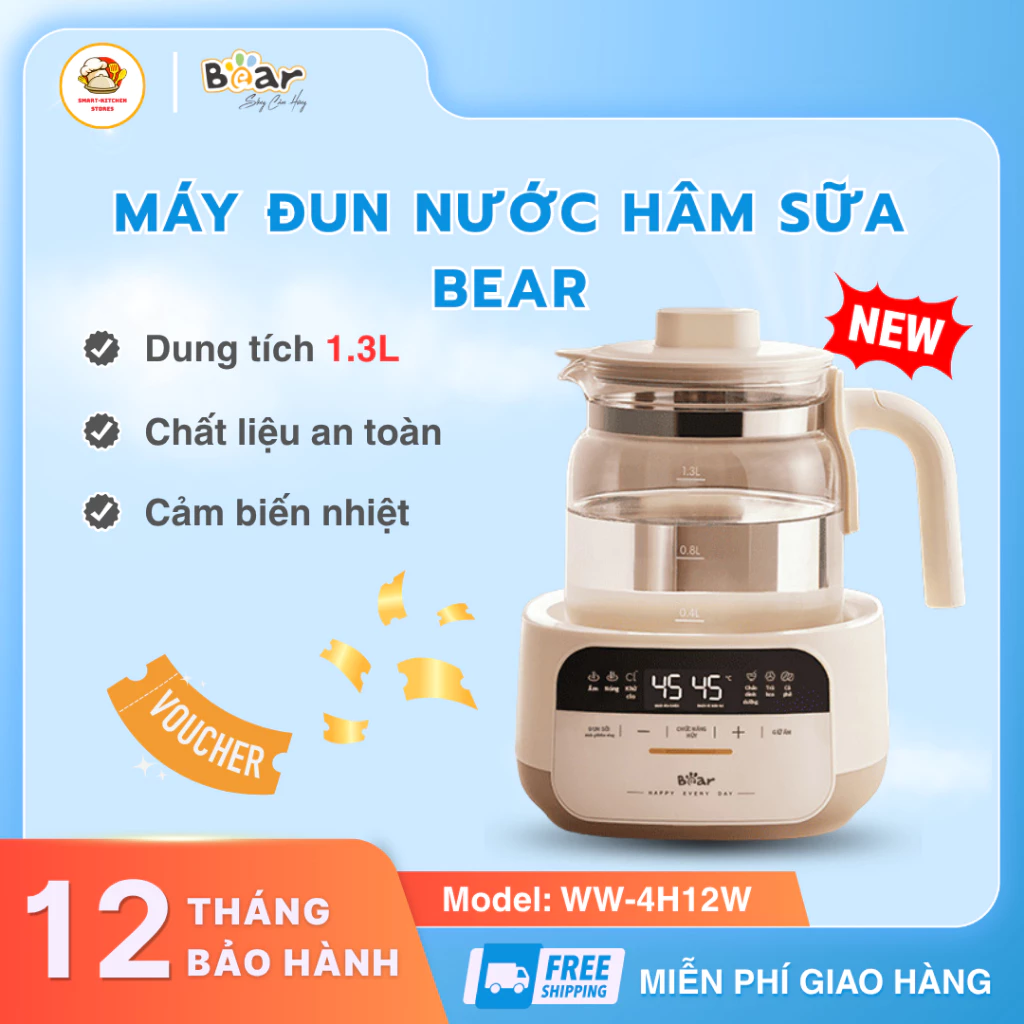 Máy Đun Nước Hâm Sữa Bear WW-4H12W Tích Hợp Màn Hình Hiển Thị, Thao Tác Cảm Ứng Rất Dễ Dàng - SmartKitchen