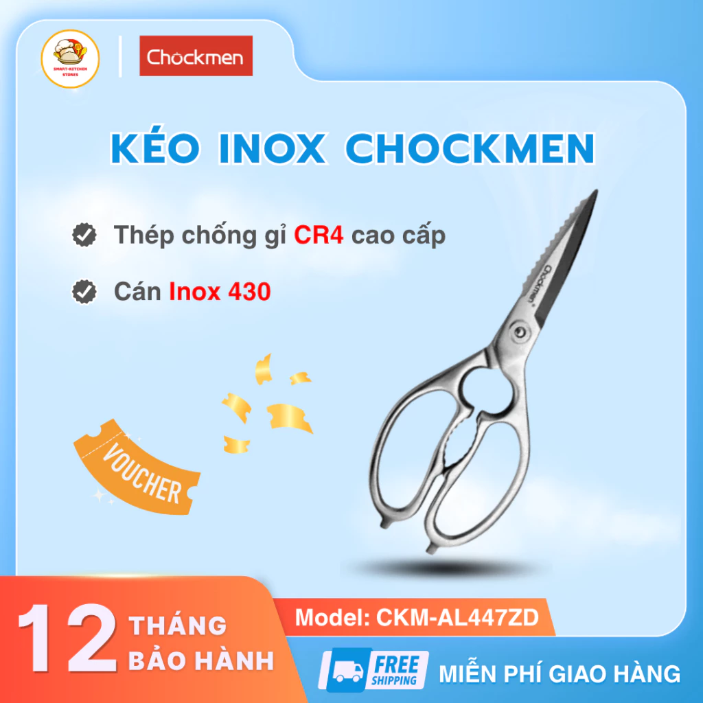 Kéo Cắt Gà Chockmen C447 Trang Bị Chốt Khóa An Toàn Tiện Lợi, Tay Cầm Cộng Lực Chắc Chắn - SmartKitchen