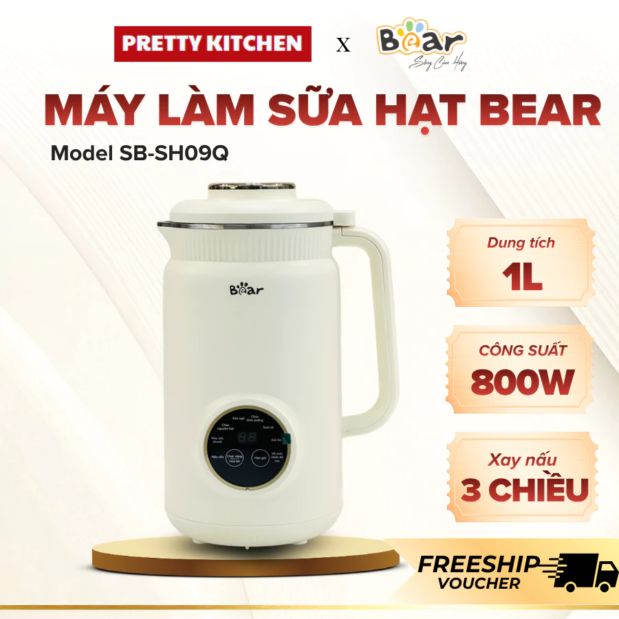 Máy Làm Sữa Hạt Bear SB-SH09Q Kiểu Dáng Hiện Đại Đẹp Mắt, Thỏa Mái Chế Biến Đồ Uống Bổ Dưỡng - Pretty Kitchen