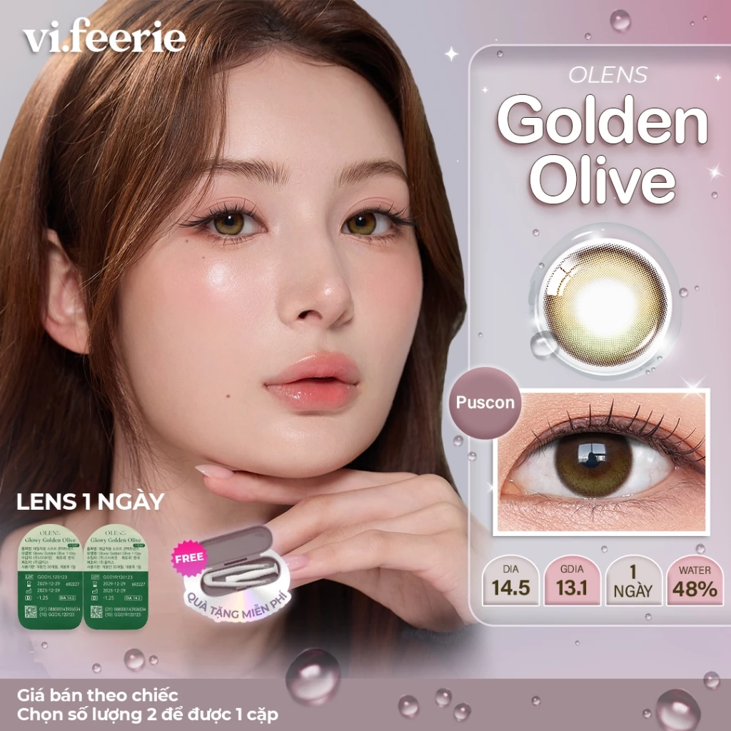(OLENS) Kính áp tròng (lens) trong trẻo tự nhiên 1 ngày GOLDEN OLIVE chính hãng -  Vi Feerie Lens