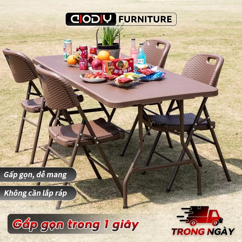 AIODIY Bàn Gấp Gia Đình Dùng Bữa Văn Phòng Học Tập Ngoài Trời Camping Bàn 120/180 Bàn Ăn Bàn Cafe