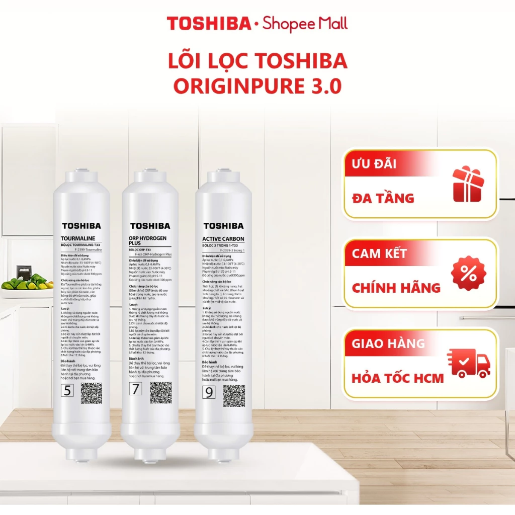 Lõi lọc nước Toshiba OriginPure 3.0 - Sử dụng thay thế các lõi ở các dòng máy lọc nước Toshiba cũ đến mới