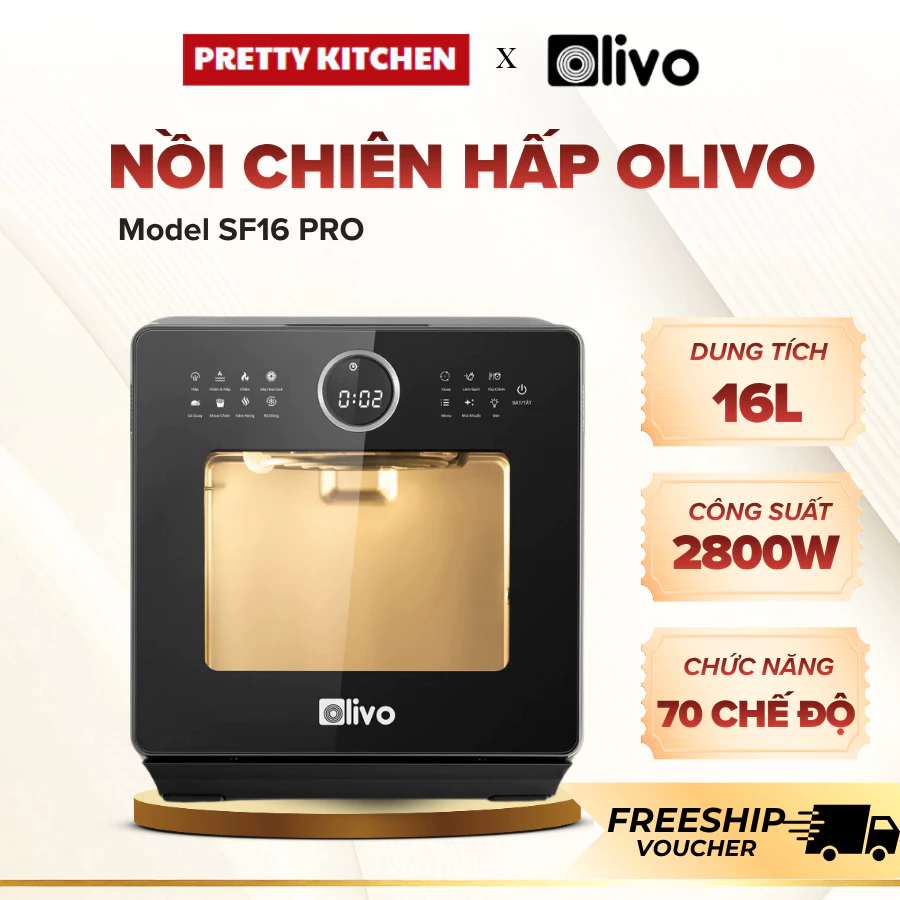 Nồi Chiên Hấp Olivo SF16 Pro Thay Thế Nhiều Thiết Bị Nhà Bếp, Tiết Kiệm Không Gian Lưu Trữ Đồ - Pretty Kitchen
