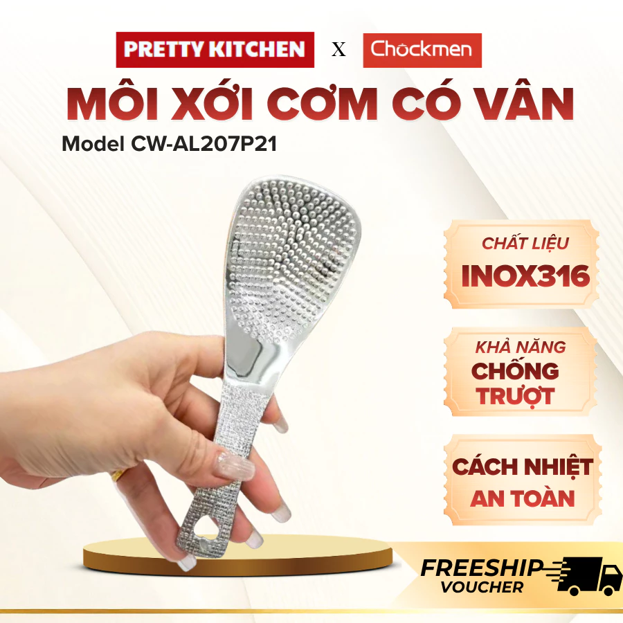 Muôi Xới Cơm Có Vân Chockmen C207 Bề Mặt Kháng Khuẩn Sáng Bóng, Tiện Lợi Cho Mọi Bữa Ăn - Pretty Kitchen