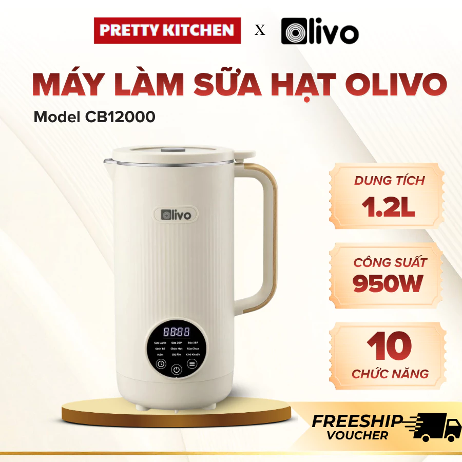 Máy Làm Sữa Hạt Olivo CB1200 Kiểu Dáng Hiện Đại Đẹp Mắt, Thoải Mái Chế Biến Nhiều Đồ Uống Bổ Dưỡng - Pretty Kitchen