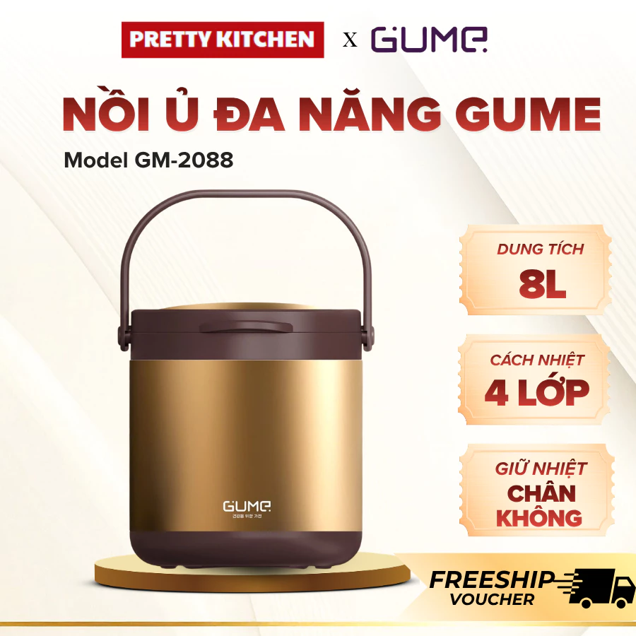 Nồi Ủ Gume GM-2088 Sở Hữu Kiểu Dáng Hiện Đại Đẹp Mắt, Khóa Vung Chặt Chẽ Hạn Chế Trào Nước - Pretty Kitchen