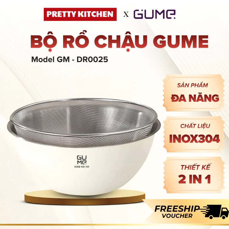 Bộ Rổ Chậu Gume GM-DR0025 Kiểu Dáng Dày Dặn Chịu Lực Tốt, Tiết Kiệm Không Gian Lưu Trữ Đồ - Pretty Kitchen