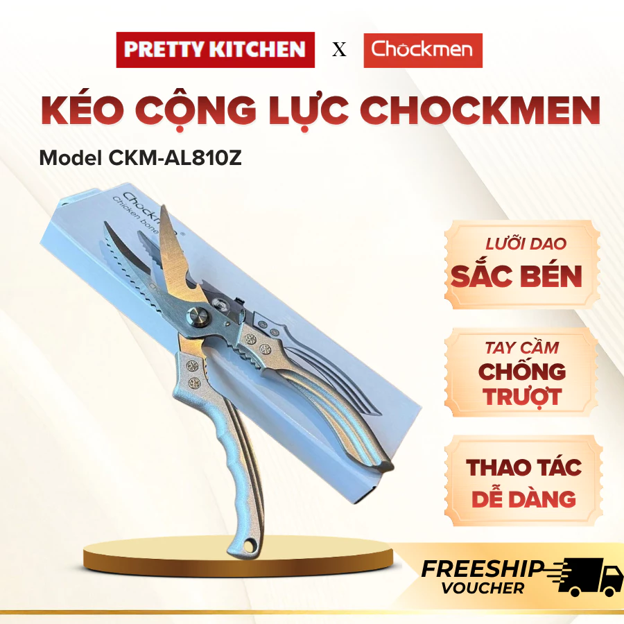 Kéo Cộng Lực Chockmen C810 Bề Mặt Sáng Bóng Kháng Khuẩn, Cực Kỳ Dễ Dàng Vệ Sinh Lau Chùi - Pretty Kitchen