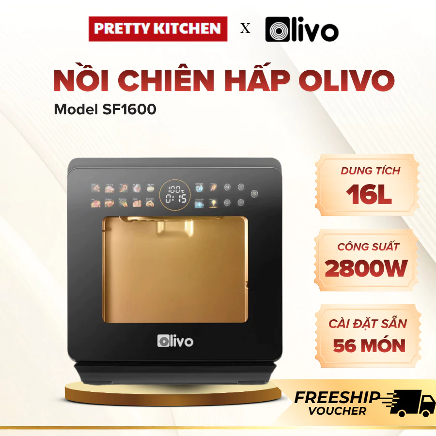 Nồi Chiên Hấp Olivo SF1600 Hạn Chế Tối Đa Lượng Dầu Mỡ Thừa, Bảo Vệ Sức Khỏe Cho Gia Đình - Pretty Kitchen
