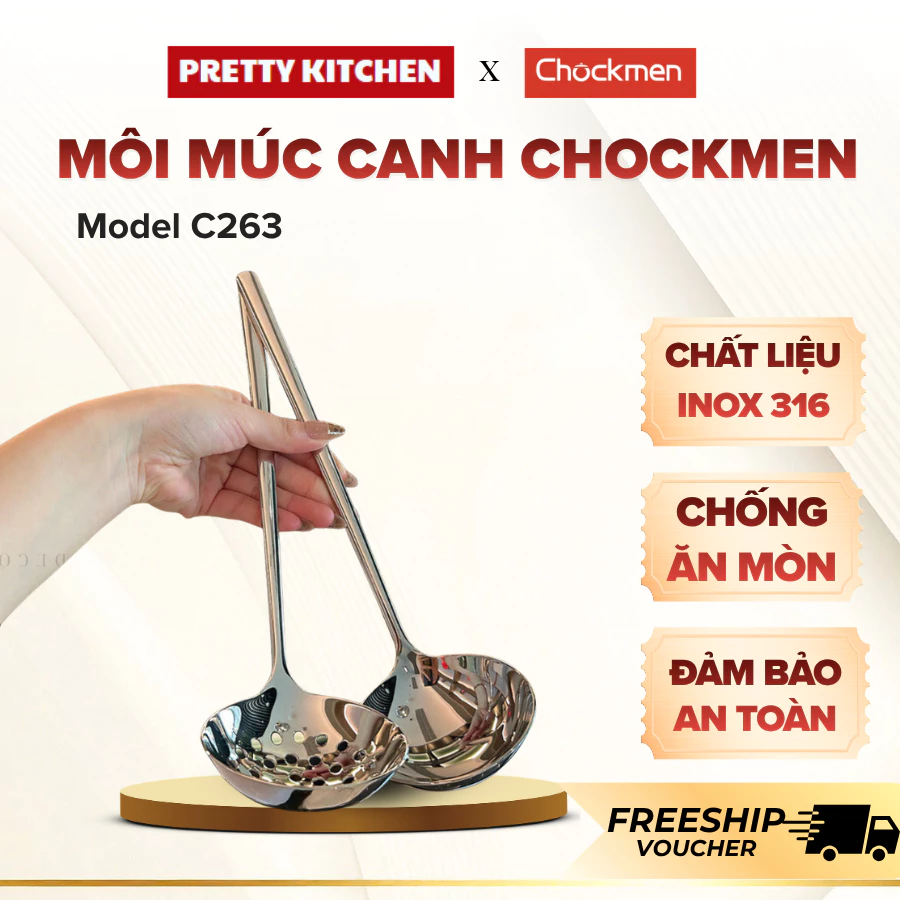 Muôi Múc Canh Chockmen C263 Thiết Kế Có Lỗ Treo Tiết Kiệm Không Gian, Phù Hợp Cho Mọi Bữa Ăn Gia Đình - Pretty Kitchen
