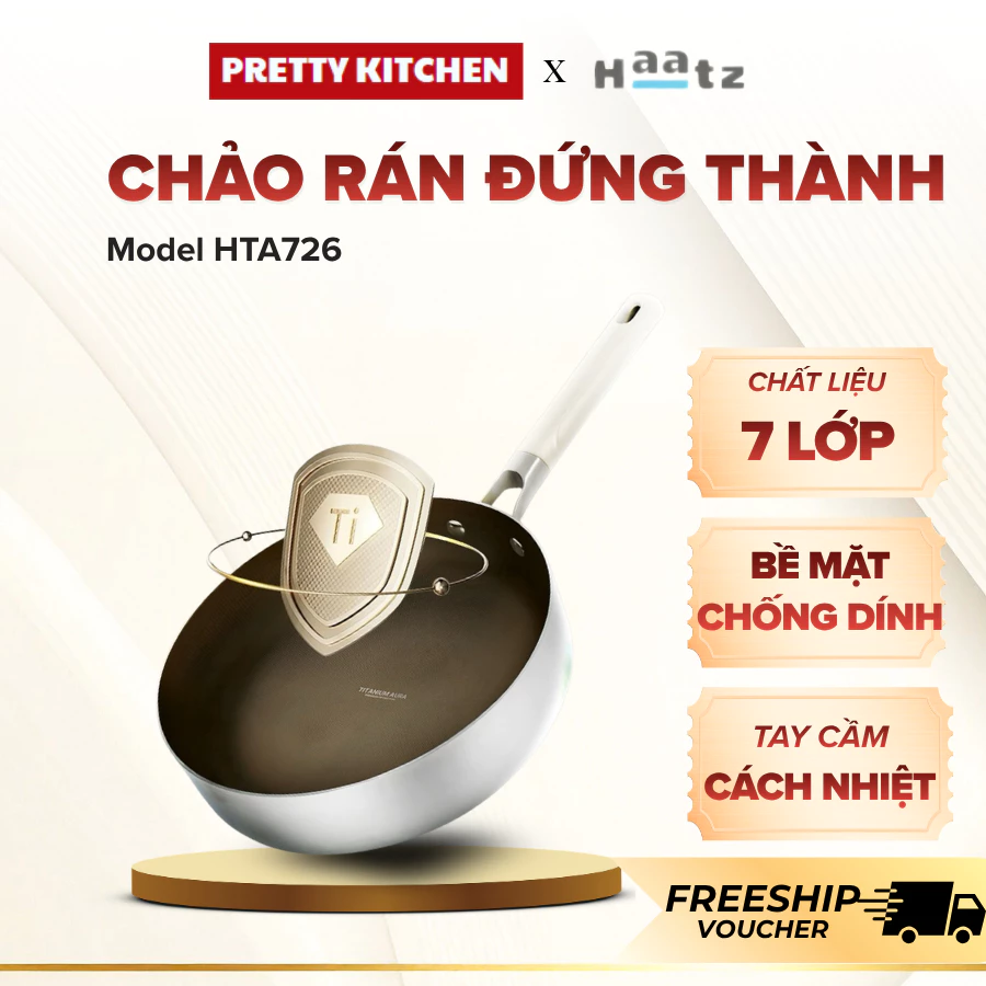 Chảo Rán Đứng Thành Haatz HTA726 Kiểu Dáng Hiện Đại Sang Trọng, Hạn Chế Bám Bẩn Tối Ưu - Pretty Kitchen