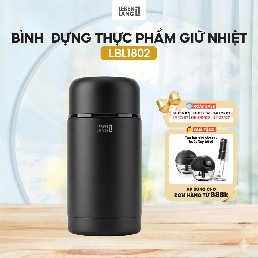 Bình Đựng Thực Phẩm Giữ Nhiệt Lebenlang LBL1802 (1000ml) - Hộp Ủ Cháo, Đựng Canh Inox 304 Cao Cấp