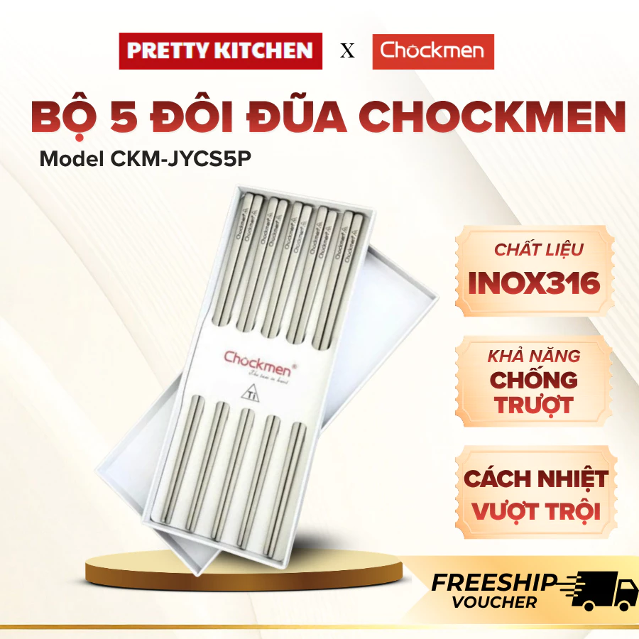Set 5 Đôi Đũa Chockmen C658 Khả Năng Cách Nhiệt Chống Bỏng, Phù Hợp Cho Mọi Bữa Ăn - Pretty Kitchen