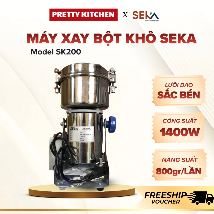 Máy Xay Bột Khô Seka Thân Máy Dày Dặn Chịu Lực Tốt, Thỏa Mái Tự Chế Biến Nhiều Loại Gia Vị - Pretty Kitchen