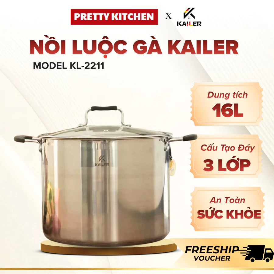 Nồi Luộc Gà Kailer Size 30cm Kiểu Dáng Hiện Đại Đẹp Mắt Sang Trọng, Phù Hợp Nhiều Loại Bếp - Pretty Kitchen