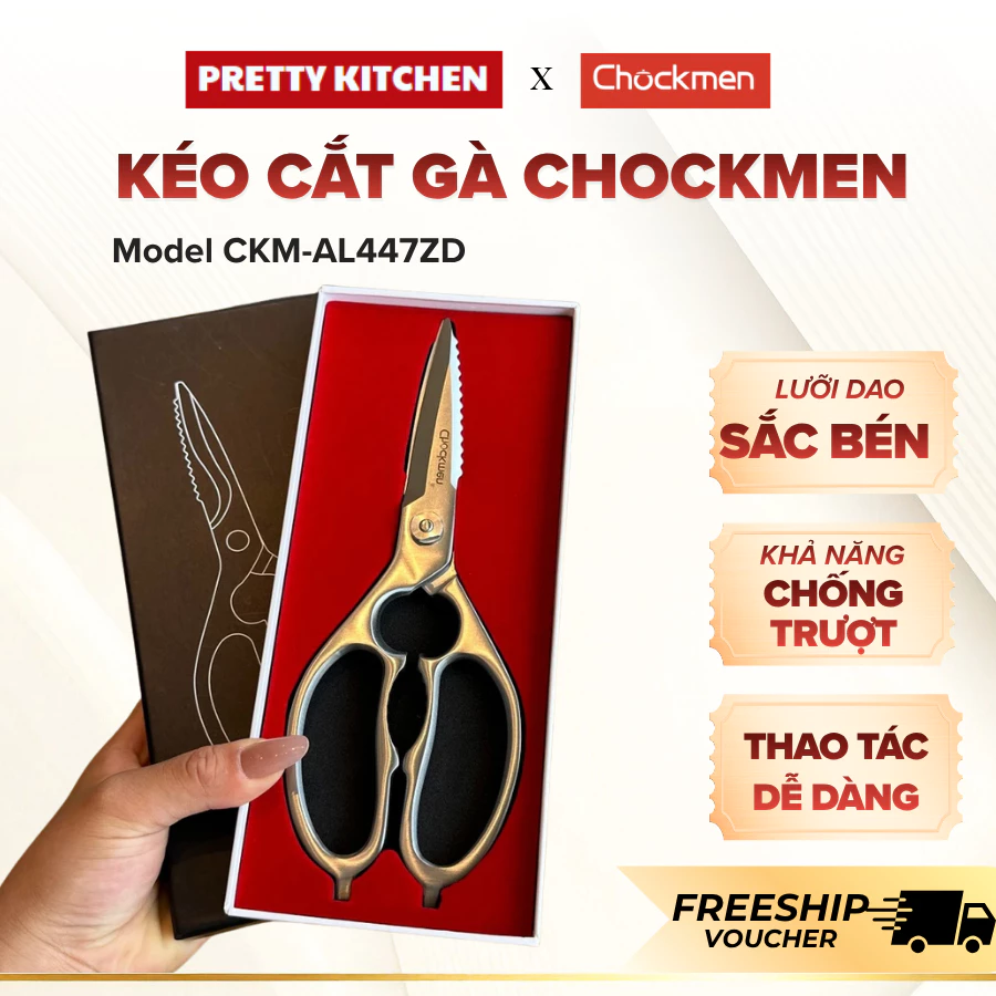 Kéo Cắt Gà Chockmen C447 Kiểu Dáng Hiện Đại Đẹp Mắt Sang Trọng, Dễ Dàng Vệ Sinh Lau Chùi - Pretty Kitchen