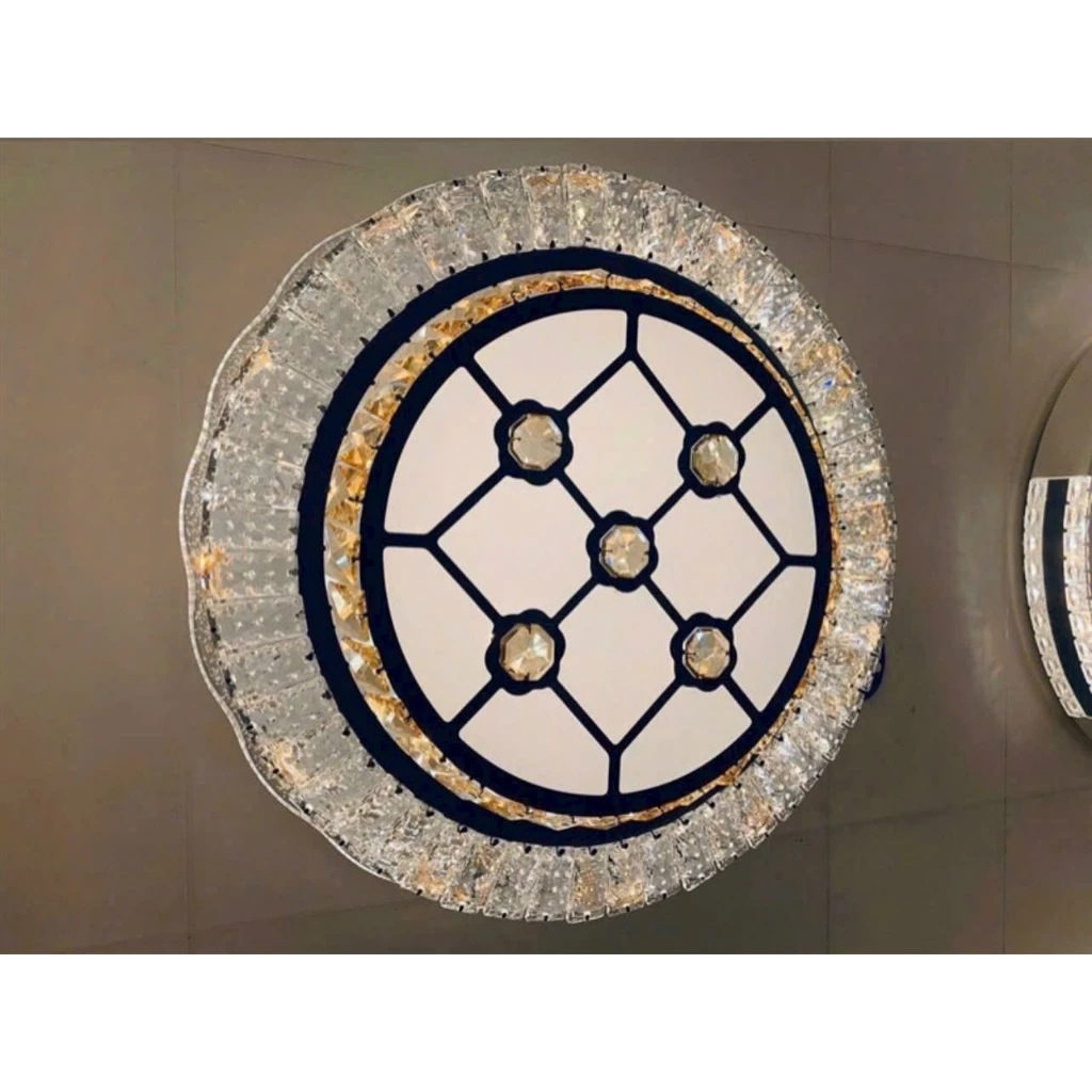 Đèn Ốp Trần Cao Cấp,Đèn Mâm Pha Lê 50cm, Đổi Màu 3 Chế Độ Ánh Sáng,Trang Trí Nội Ngoại Thất Phòng Khách, Phòng Ngủ