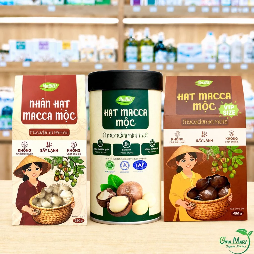 Hạt Macca Mộc Anbio - Sấy Chín Tự Nhiên Nứt Vỏ Thơm Ngon Bổ Dưỡng