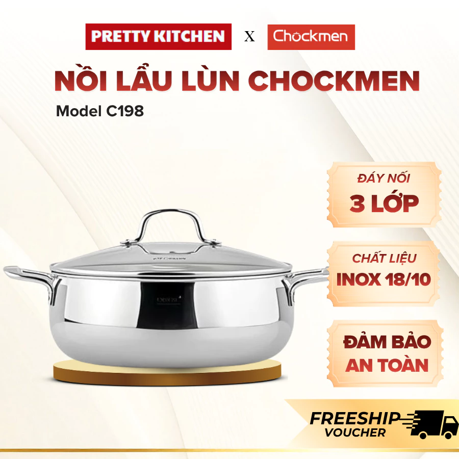 Nồi Lẩu Lùn Chockmen C72 Thỏa Mái Sử Dụng Trên Nhiều Loại Bếp, Kiểu Dáng Hiện Đại Sang Trọng - Pretty Kitchen