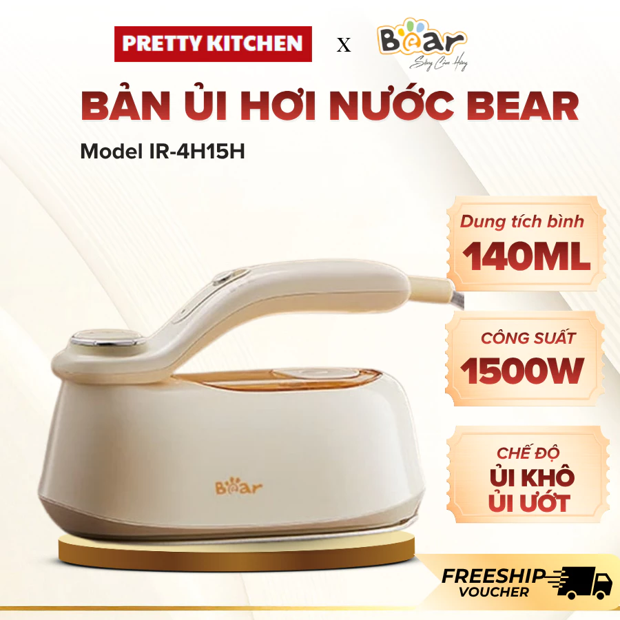 Bàn Ủi Hơi Nước Bear 4H15H Phù Hợp Cho Nhiều Loại Vải Khác Nhau, Kiểu Dáng Hiện Đại Đẹp Mắt - Pretty Kitchen