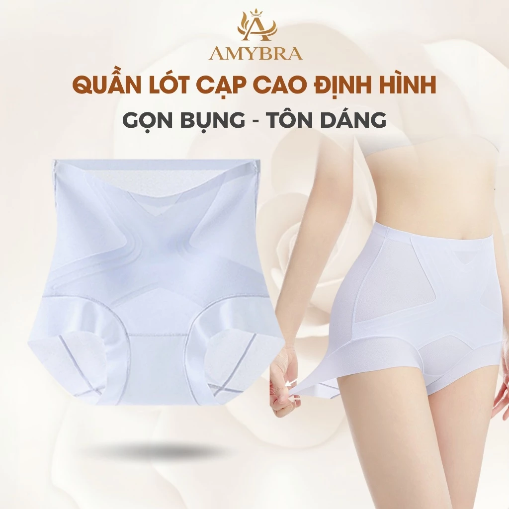[ Deal Hời ] Quần Lót Su Cạp Cao Gen Bụng Nhẹ, Quần Chip Định Hình Thon Gọn Bụng AMYBRA N608