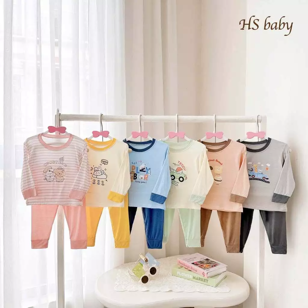 Bộ dài hsbaby thun lạnh chui đầu mềm mát cho bé
