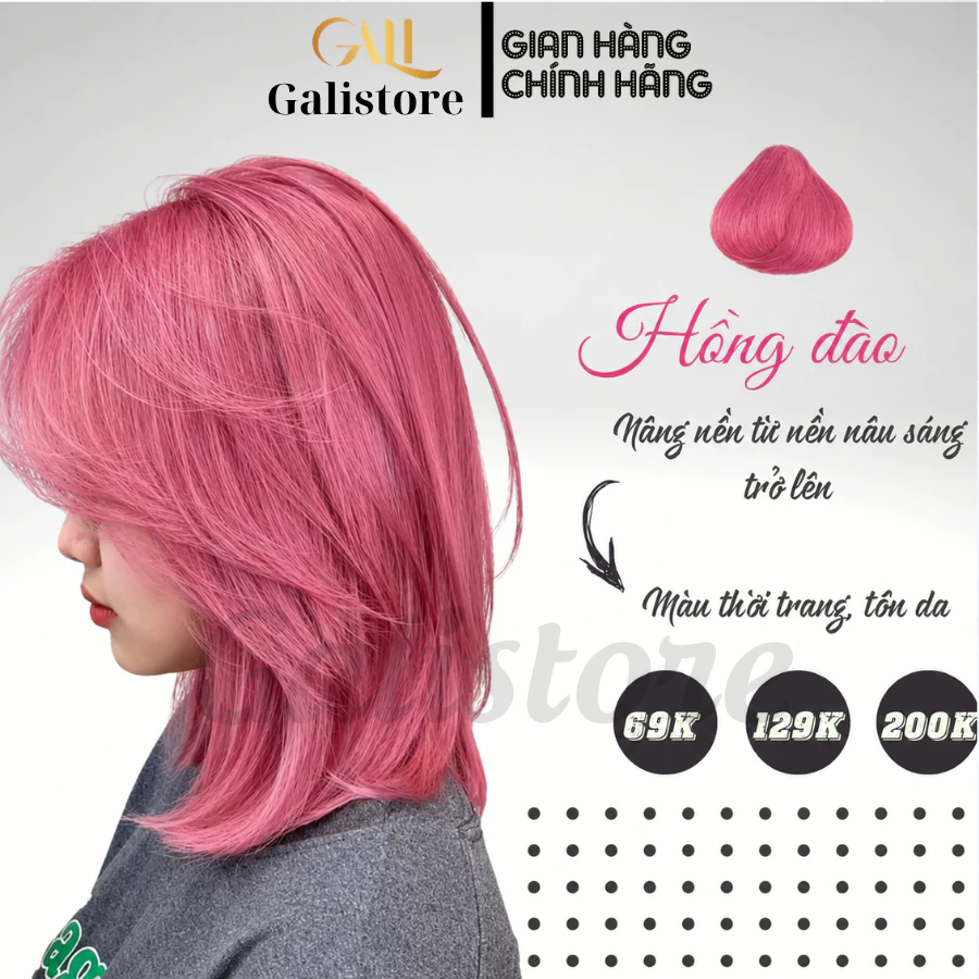 Thuốc nhuộm tóc màu hồng cần nâng nền tẩy tóc kèm oxy trợ nhuộm dưỡng Galistore