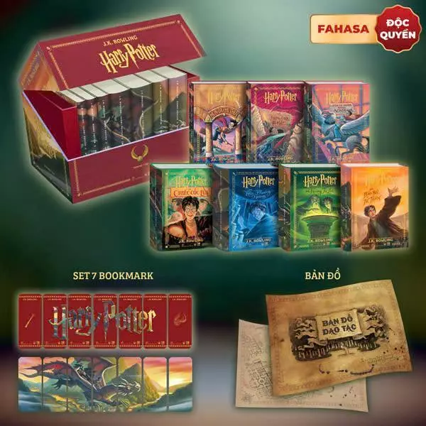 Boxset Harry Potter (Hộp 7 Cuốn) - Bìa Cứng - Phiên Bản Độc Quyền 50 Năm Fahasa - Tặng Kèm Quà