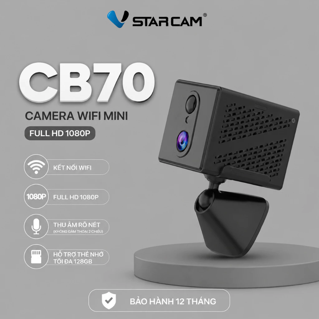 (QUÀ TẶNG đơn cam+thẻ)Camera Trong Nhà VStarcam CB70 Wifi /CB75 4G,Quay Quét 360°,Ghi Hình Có Thu Âm